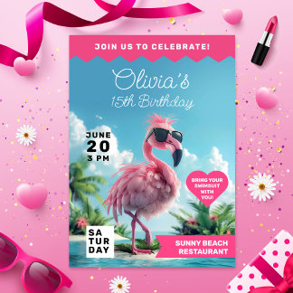 Flamingo Fiesta Beach Bash Extravaganza Einladung
