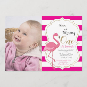 Flamingo First Birthday Invitation Girl Einladung