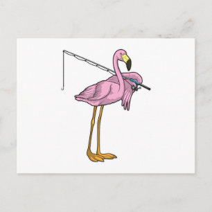 Flamingo Fishing Fisher Postkarte