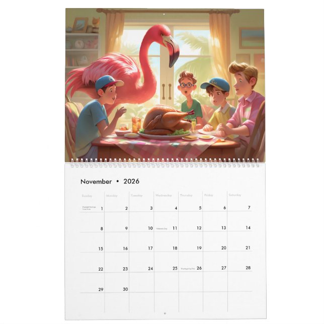 Flamingo Flair Wall Calendar 2026 Kalender (Nov 2026)