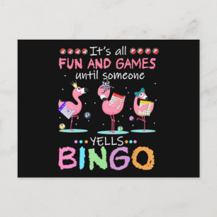 Flamingo   Flaming Bingo Funny Einladungspostkarte