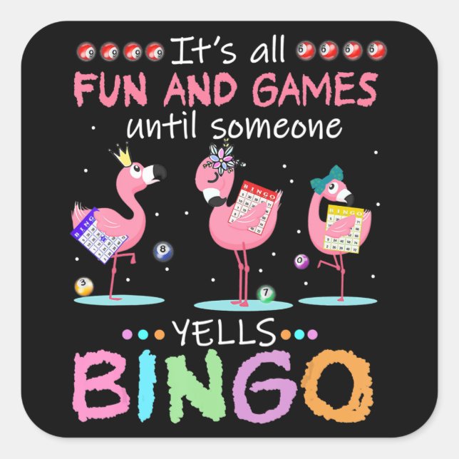 Flamingo | Flaming Bingo Funny Quadratischer Aufkleber (Vorderseite)