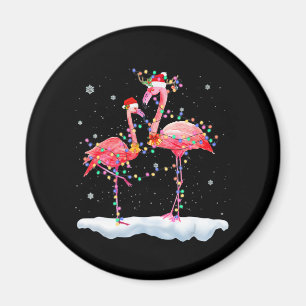 Flamingo   Flamingo Christmas Tree Weihnachtsmannm Magnet