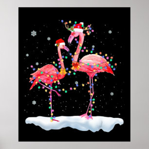 Flamingo   Flamingo Christmas Tree Weihnachtsmannm Poster