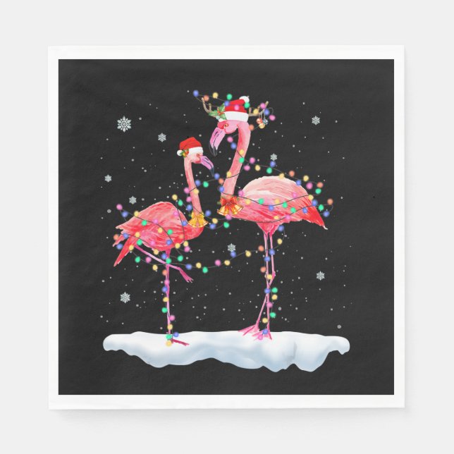 Flamingo | Flamingo Christmas Tree Weihnachtsmannm Serviette (Vorderseite)