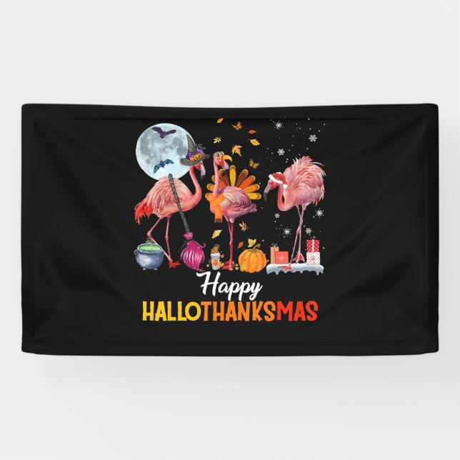 Flamingo|Flamingo Erntedank Halloween Banner (Horizontal)