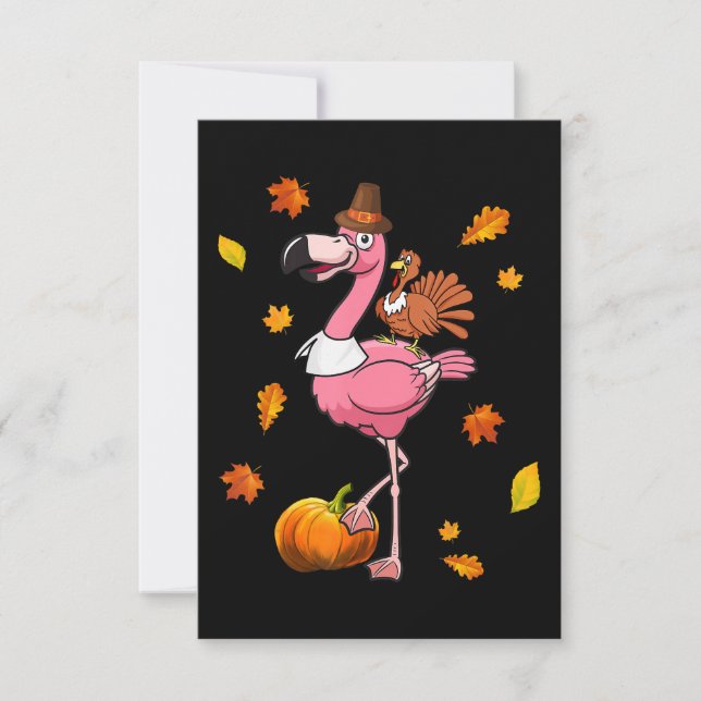 Flamingo | Flamingo Erntedank Halloween Dankeskarte (Vorderseite)
