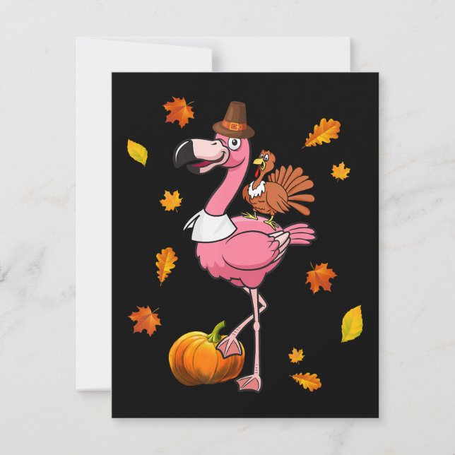 Flamingo | Flamingo Erntedank Halloween Einladung (Vorderseite)