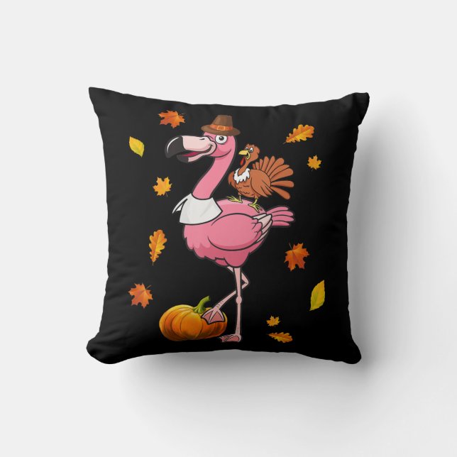 Flamingo| Flamingo Erntedank Halloween Kissen (Vorderseite)