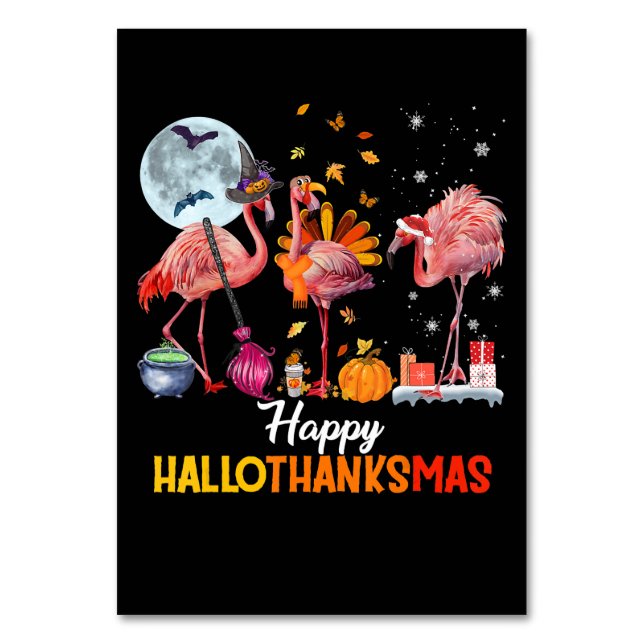 Flamingo|Flamingo Erntedank Halloween Tischnummer (Vorderseite)