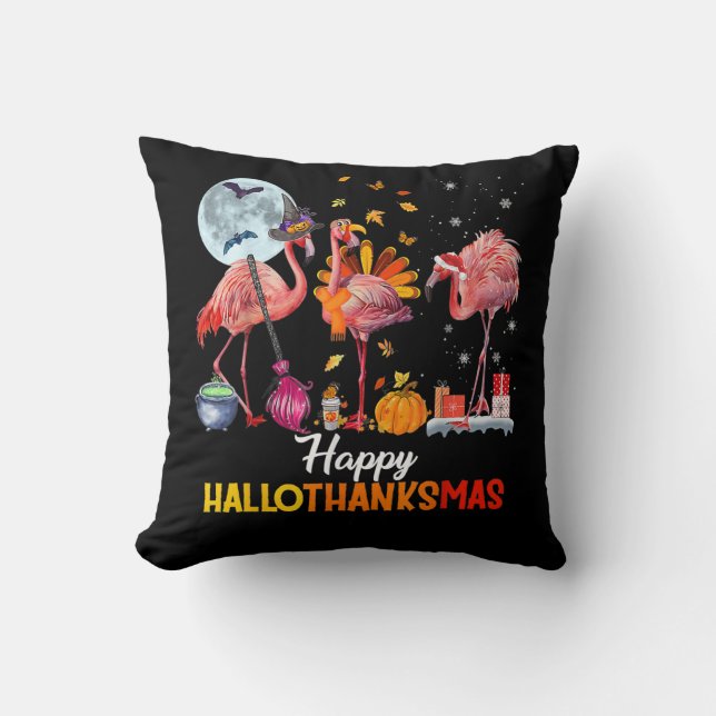 Flamingo| Flamingo Halloween und frohe Weihnachten Kissen (Vorderseite)