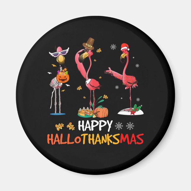 Flamingo | Flamingo Happy HalloThanksmas Magnet (Vorne)