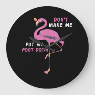Flamingo   Flamingo mit Brille machen Sie mich nic Große Wanduhr