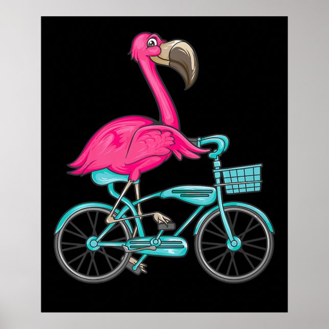 Flamingo | Flamingo Reiten Ein Fahrrad Coole Biker Poster (Vorne)