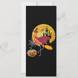 Flamingo Flamingo Riding Broom Pumpkin Halloween Einladung