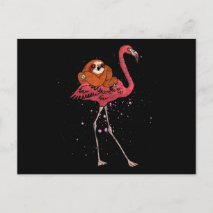 Flamingo  Flamingo Riding Sloth Animal Lover Gesch Ankündigungspostkarte
