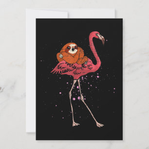 Flamingo Flamingo Riding Sloth Animal Lover Gesch Einladung