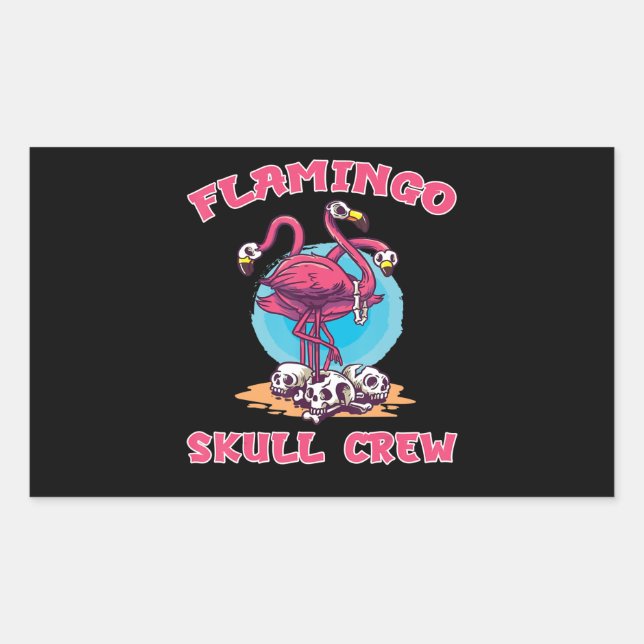 Flamingo Flamingo Skull Crew Rechteckiger Aufkleber (Vorderseite)