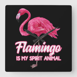 Flamingo Flamingo Spirit Animal Tropical Bird Quadratische Wanduhr