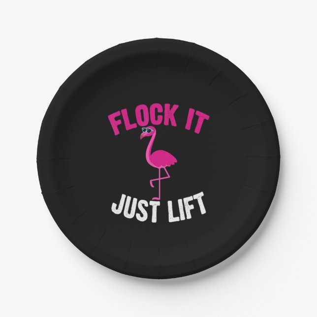 Flamingo | Flamingo Weightlift Flock Pappteller (Vorderseite)