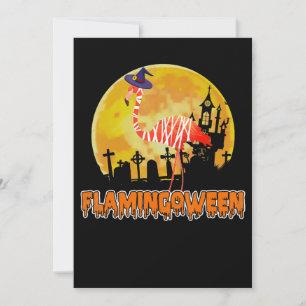 Flamingo Flamingoween   Funny Witch Halloween Dankeskarte