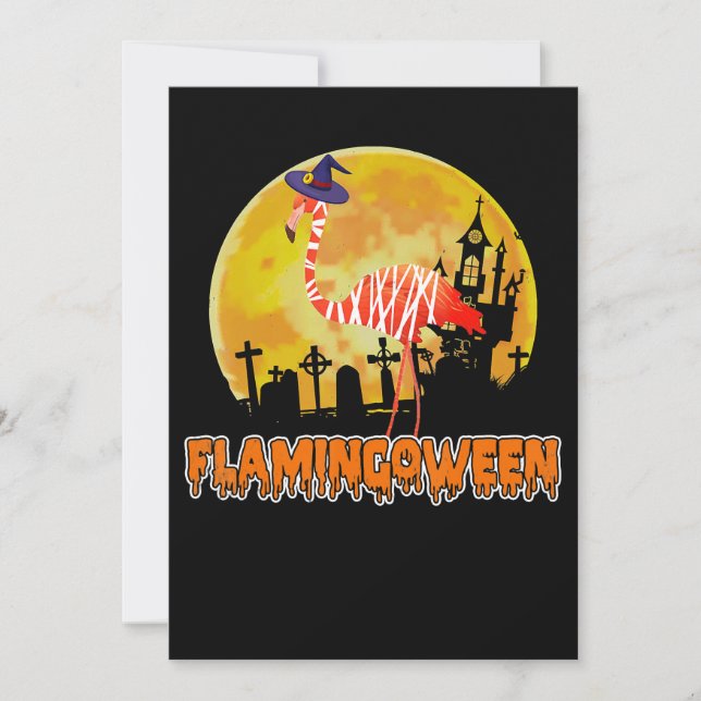 Flamingo Flamingoween | Funny Witch Halloween Save The Date (Vorderseite)