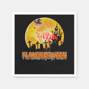 Flamingo Flamingoween   Funny Witch Halloween Serviette