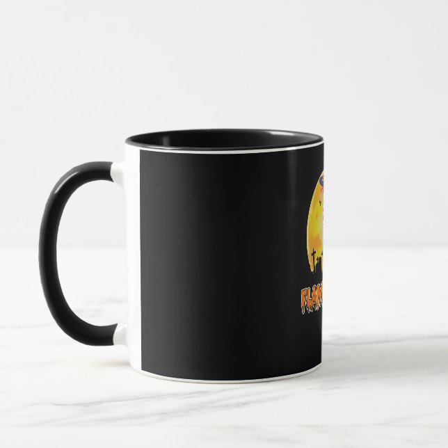 Flamingo Flamingoween | Funny Witch Halloween Tasse (Links)