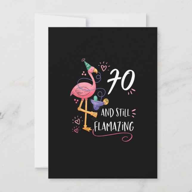 Flamingo Flantastische Dekorationen zum 70. Geburt Einladung (Vorderseite)