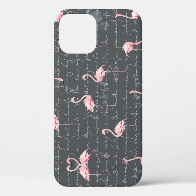 Flamingo Flock: Dunkelgrau Vintag. Case-Mate iPhone Hülle (Rückseite)