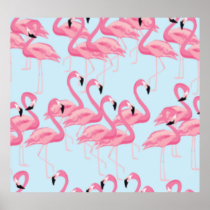 Flamingo Flock: Tropische Vintage Printwerbung Poster