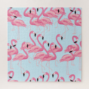 Flamingo Flock: Tropische Vintage Printwerbung Puzzle
