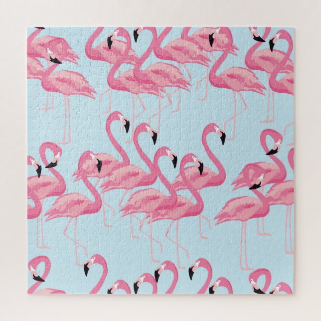 Flamingo Flock: Tropische Vintage Printwerbung Puzzle (Vertikal)