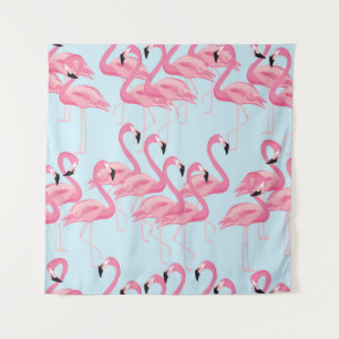Flamingo Flock: Tropische Vintage Printwerbung Wandteppich