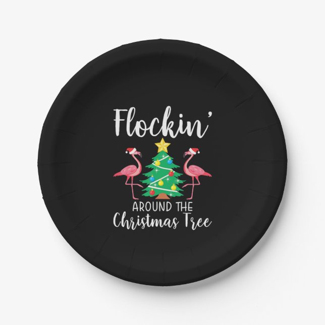 Flamingo| Flockin rund um den Weihnachtsbaum Flami Pappteller (Vorderseite)