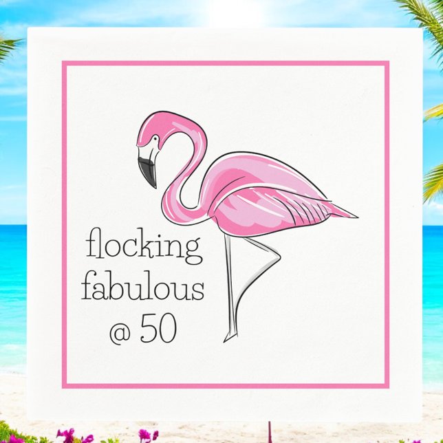 Flamingo Flocking Fabulous am fünfzigsten Grenz-Pa Serviette (Von Creator hochgeladen)