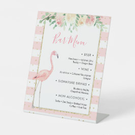 Flamingo Floral 2 Bar Menu Pedestal Zeichen Sockelschild