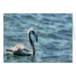 Flamingo-Flöte am Meer Wasserfarbe
