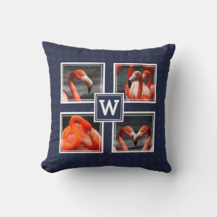FLAMINGO-Fotocollage-Monogramm Blau Kissen