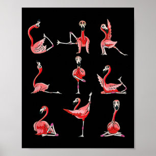 Flamingo-Frauen machen Yoga-Übung Meditation Männe Poster