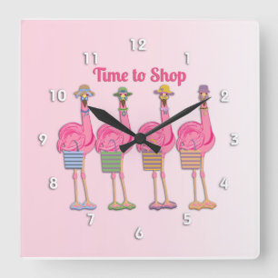 Flamingo-Freunde sind bereit zu kaufen Quadratische Wanduhr