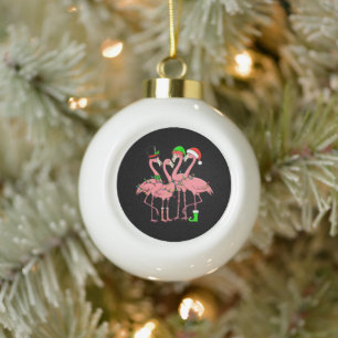 Flamingo Frohe Weihnachten Lustiges Flamingo-Fan-G Keramik Kugel-Ornament