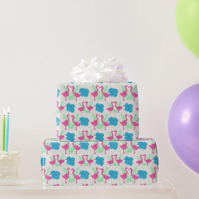 Flamingo Fun tropisches Muster Geschenkpapier (Partygeschenke)