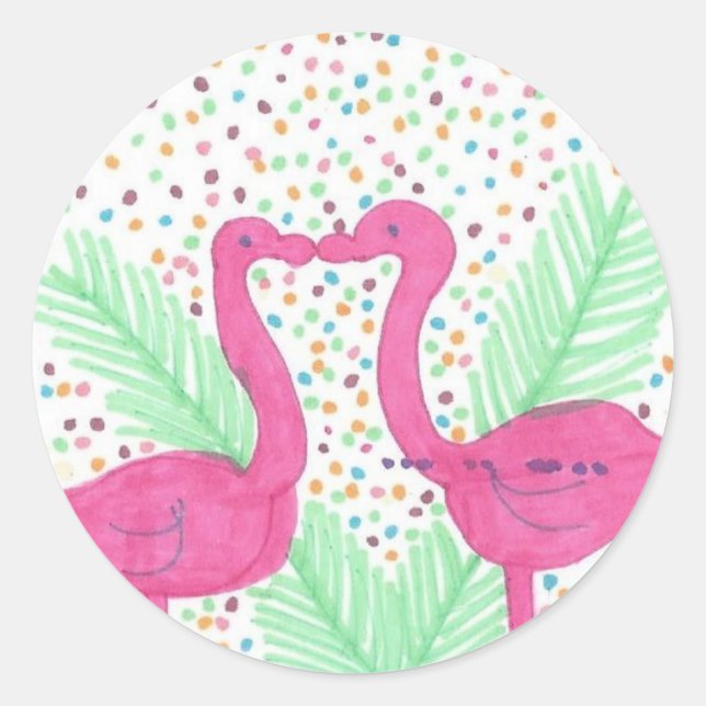 Flamingo Fun tropisches Muster Runder Aufkleber (Vorderseite)