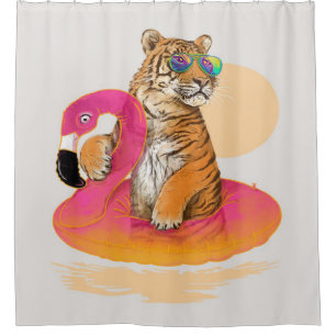 Flamingo Funny Chillin Flamingo Tiger Friends Duschvorhang