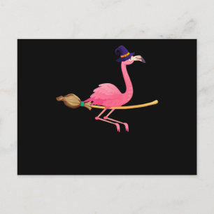 Flamingo   Funny Flamingo Hexeny Halloween Ankündigungspostkarte