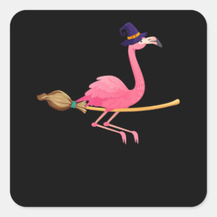 Flamingo Funny Flamingo Hexeny Halloween Quadratischer Aufkleber