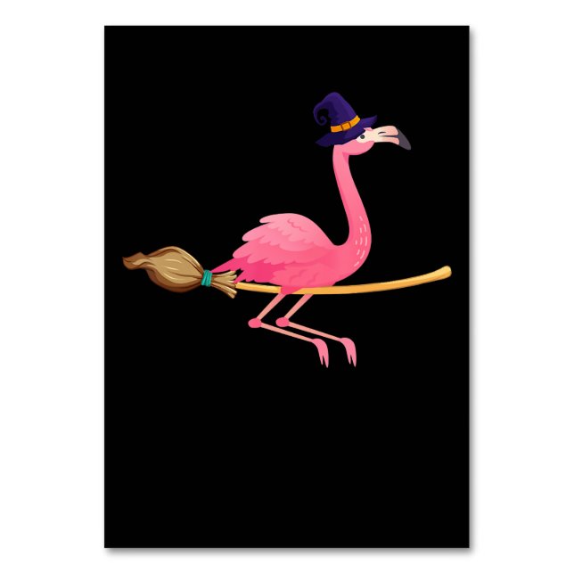 Flamingo | Funny Flamingo Hexeny Halloween Tischnummer (Vorderseite)