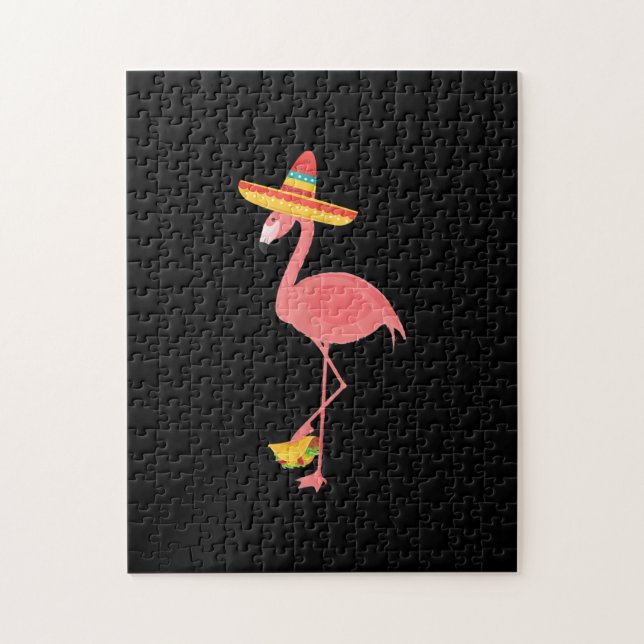Flamingo Funny mexikanisches Essen Taco Lover Gesc Puzzle (Vertikal)