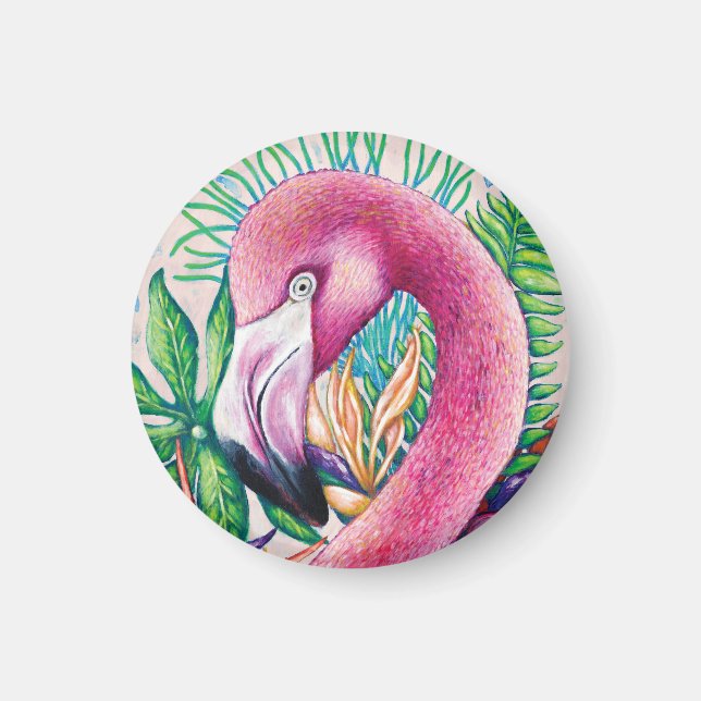 Flamingo Funny Niedliche Coole Einzigartige Kunst  Magnet (Vorne)